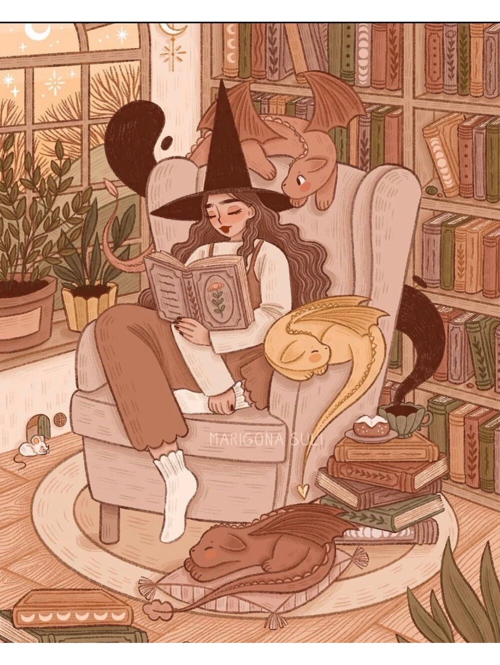 Witch and Dragons Reading by Marigona Suli - Diamond Art Club